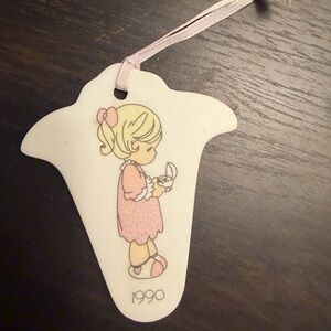Vintage 1990 Ornament with Girl Illustration